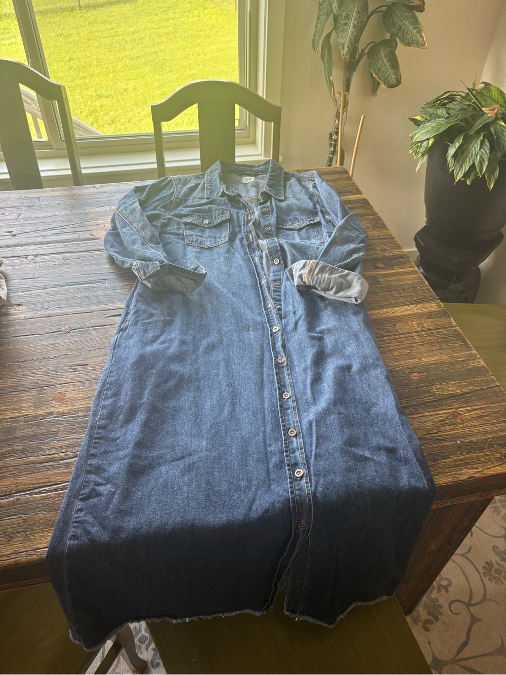 Denim Button-Front Women’s Jean Dress - Blue